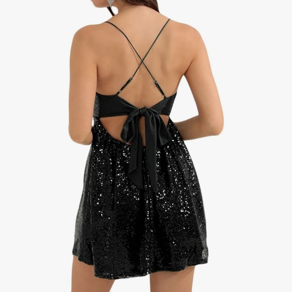 Amazon Black Sequin Mini Dress - Picture 2 of 7